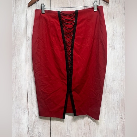 Victoria's Secret Dresses & Skirts - Y2K Body by Victoria Red Lace-Up Pencil Skirt – Office Siren Aesthetic Size 8